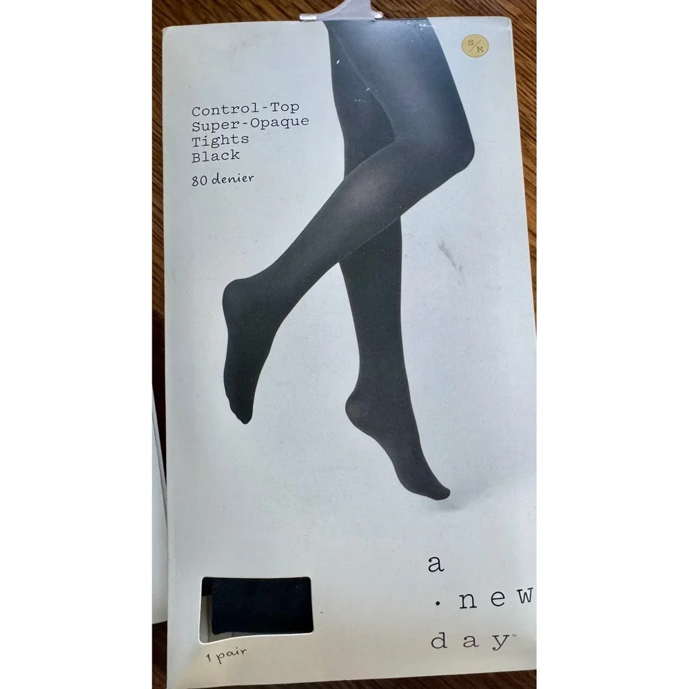 A New Day Tights Bundle 3pk Red Opaque Black Super Opaque Fishnet Size SM